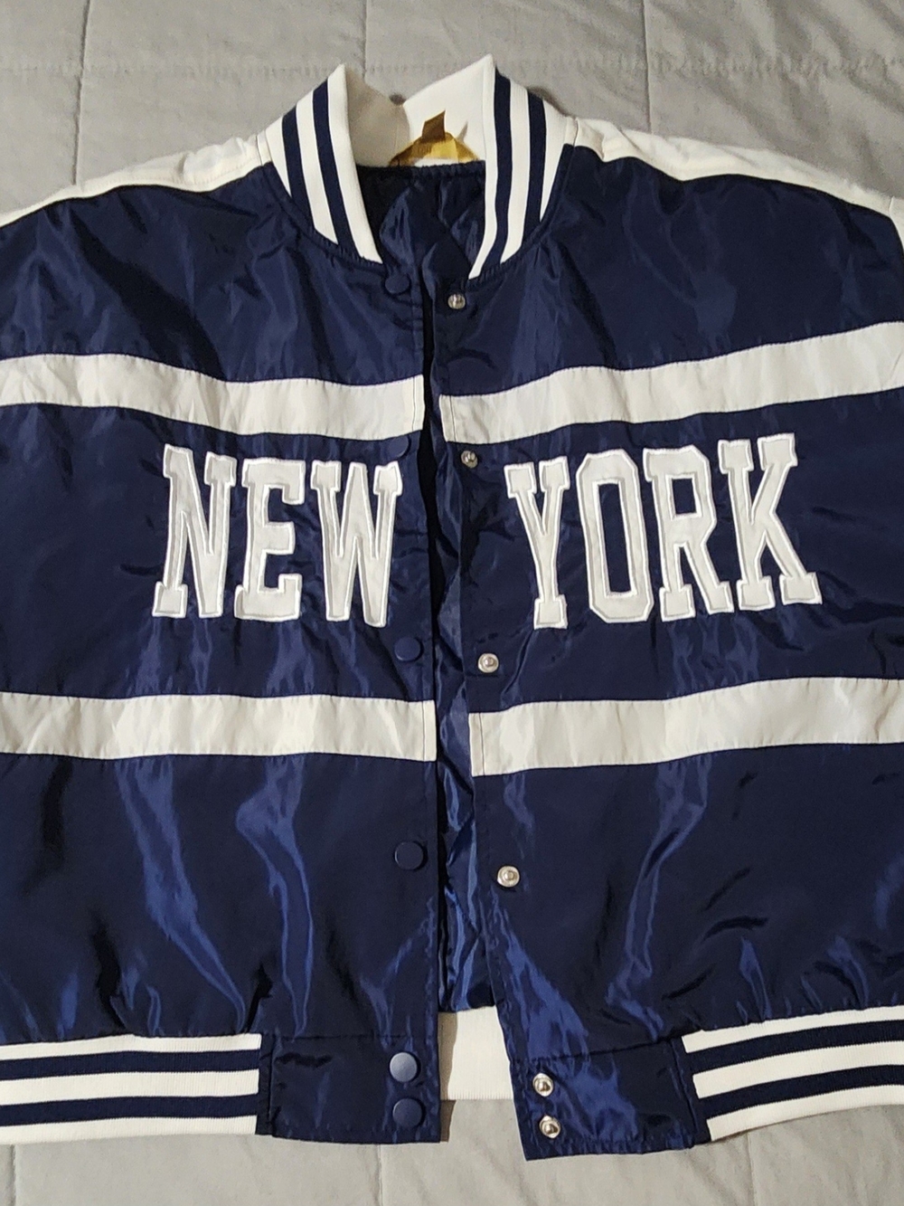 New York Navy & White Varsity Bomber Jacket